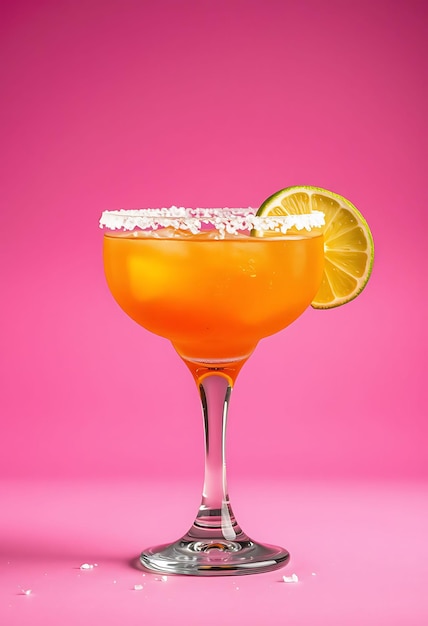 a glass of cocktail with a slice of lime on the bottom