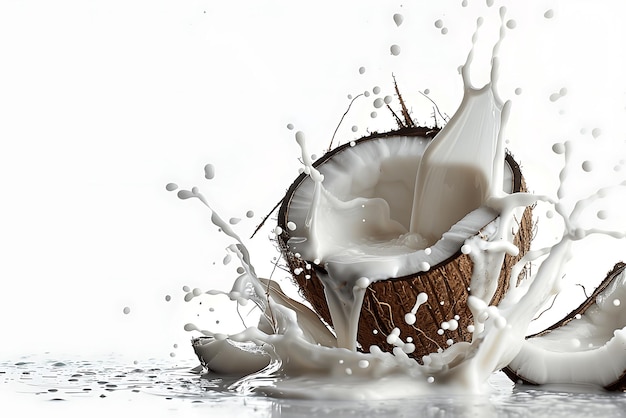 Glass of Coconut Water on a Crisp White Background