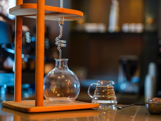 Glass coffee infuser at the bar