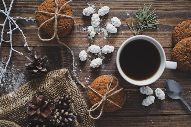 A glass of coffee with biscuits 5090