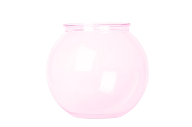 Glass container for lemonade or punch Made of pink glass or plastic Empty isolated