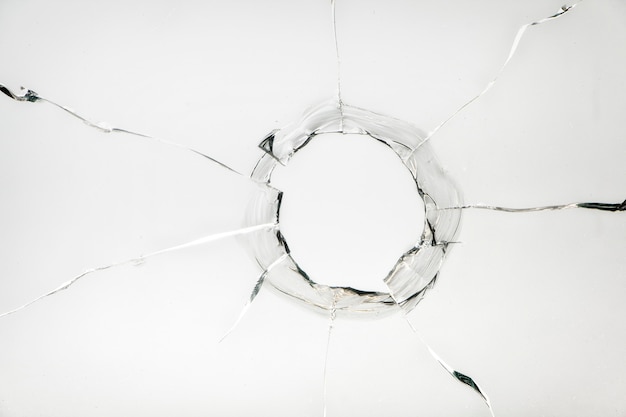 Glass crack hole from a ball 