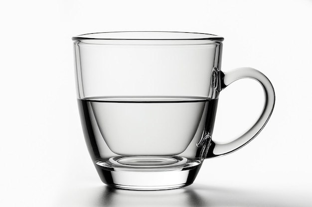 A glass cup of water. Close up clean fresh water for good health. Pouring fresh pure water