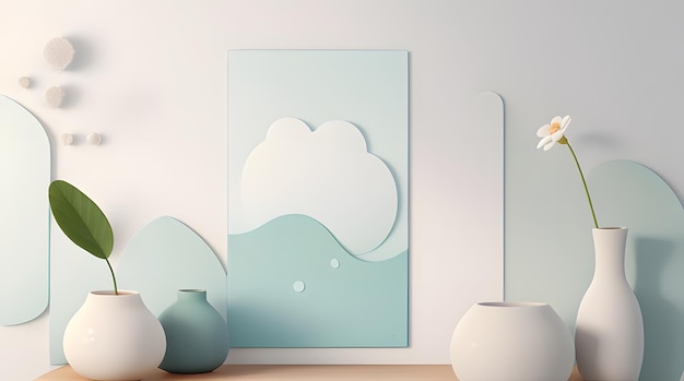 a glass display case with a cloud and a cloud in it