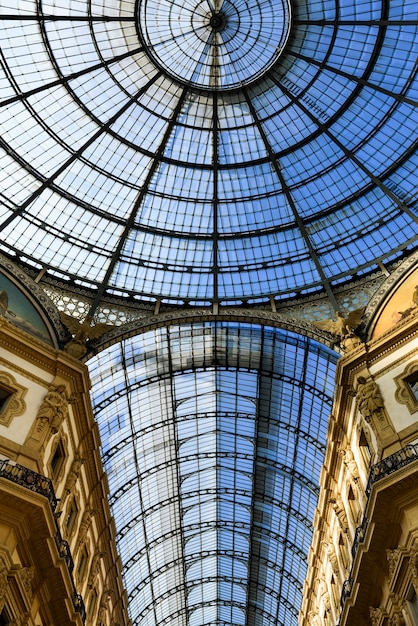 Glass dome of Galleria Vittorio Emanuele in Milan, Italy