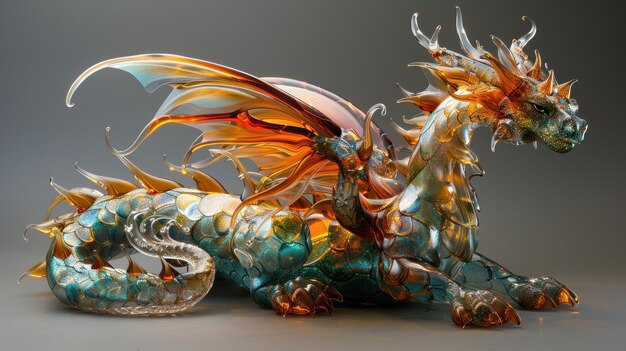 Photo glass dragon statue