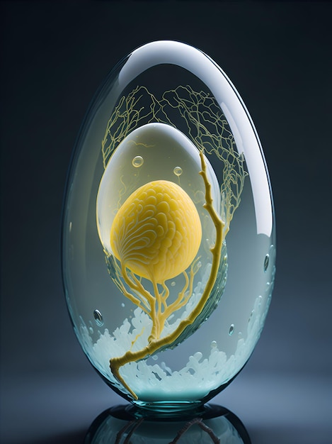 glass egg with an embryo inside AI generated