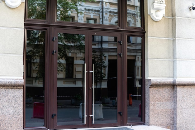 glass entrance doors in an office