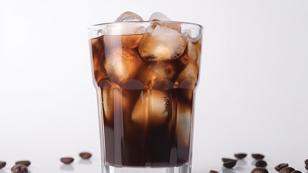 A glass filled with ice and coffee beans generative AI