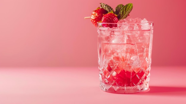 Glass Filled With Ice and Strawberries