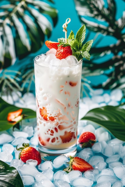 Glass Filled With Ice and Strawberries