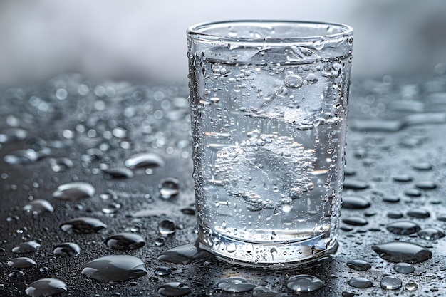 Glass Filled With Water on Table