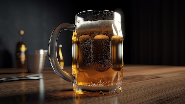 Glass of fresh and cold beer AI Generate