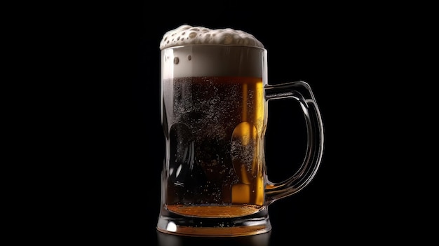 Glass of fresh and cold beer AI Generate