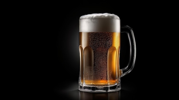 Glass of fresh and cold beer AI Generate