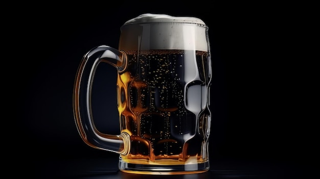 Glass of fresh and cold beer AI Generate