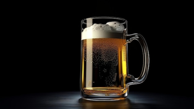 Glass of fresh and cold beer AI Generate