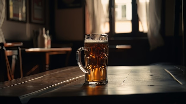 Glass of fresh and cold beer AI Generate