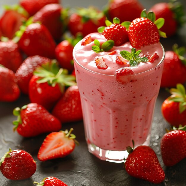 a glass of fresh juice and a smoothie made from summer fruits orange peach pineapple strawberry