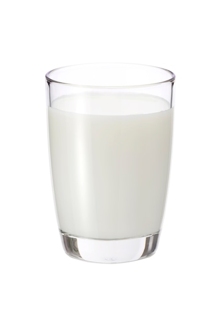 a glass of fresh milk isolated on a white background