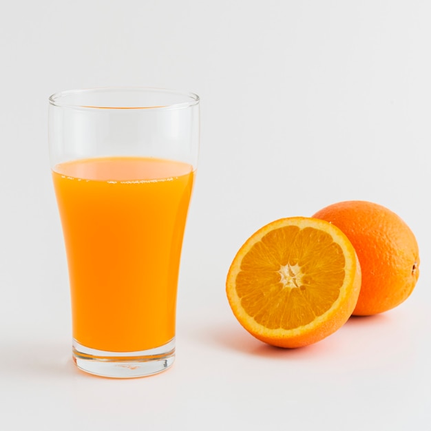 A glass of fresh organic orange juice