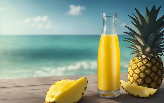 A glass of fresh pineapple juice Generative AI Illustration