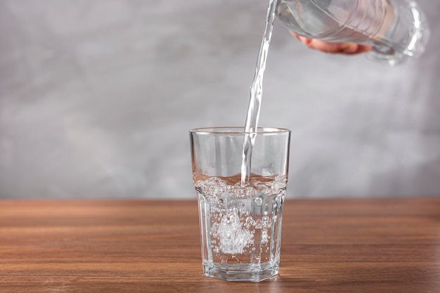 Glass of fresh water on the table