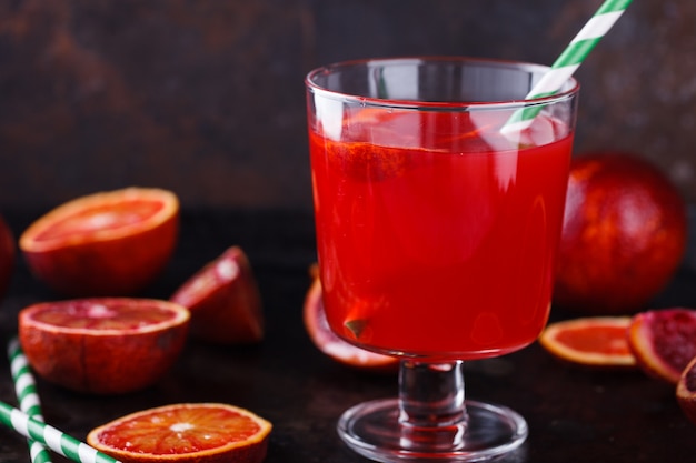 Glass of freshly squeezed orange juice,blood orange