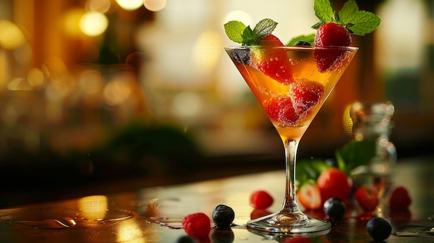 a glass of fruit next to a strawberry and raspberry drink