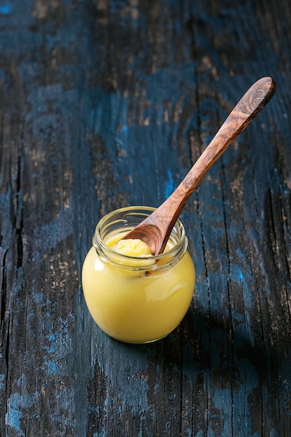 Glass of ghee butter