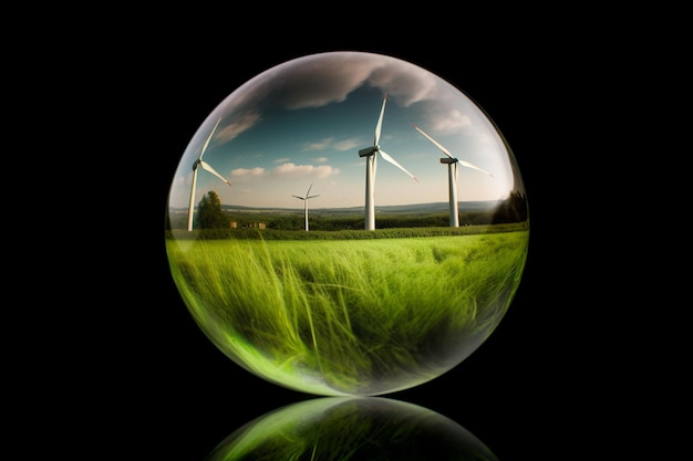 Photo glass globe as a symbol for renewable energy solutions