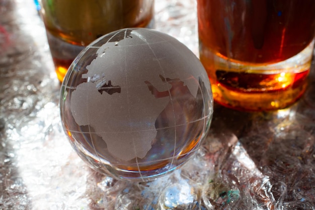 Glass globes of planet earth Globalization and markets Preservation of the environment