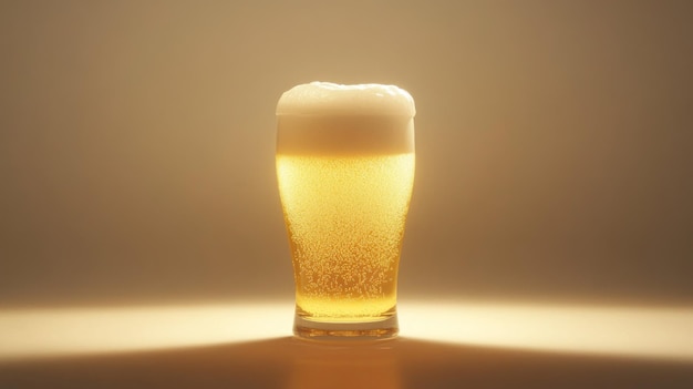 Photo a glass of golden beer with a foamy head