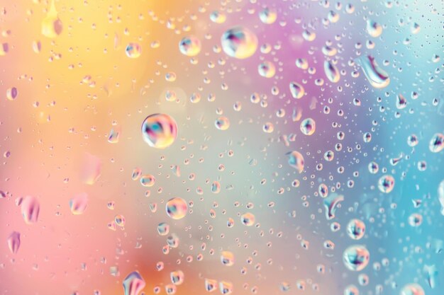 Glass gradient texture with drops blurred bokeh effect