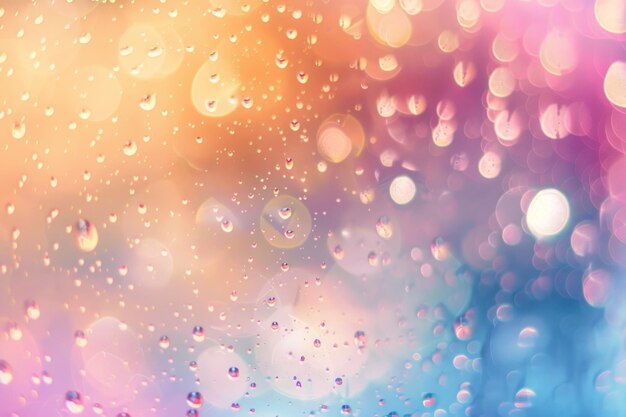 Glass gradient texture with drops blurred bokeh effect