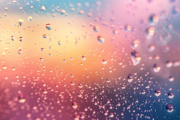 Glass gradient texture with drops blurred bokeh effect