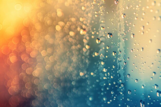 Glass gradient texture with drops blurred bokeh effect