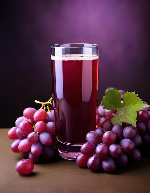 Glass of grape juice and grapes