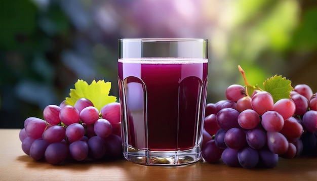 Glass of grape juice with fruit