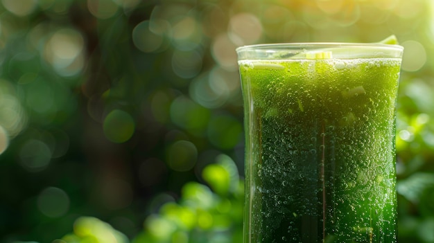 Glass of Green Juice with Celery and Apple Bits