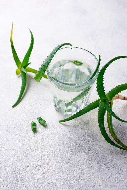 Glass of healthy aloe vera drink 