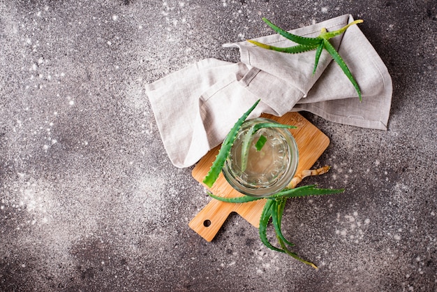 Glass of healthy aloe vera drink 