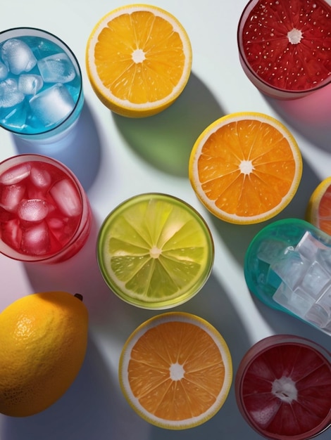 Photo a glass of ice water with fruits