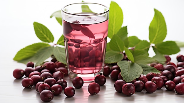 Glass of Iced Blackcurrant Lemonade with a Sprig