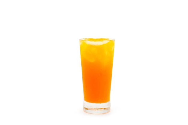 Glass Iced Orange Juice On White Background