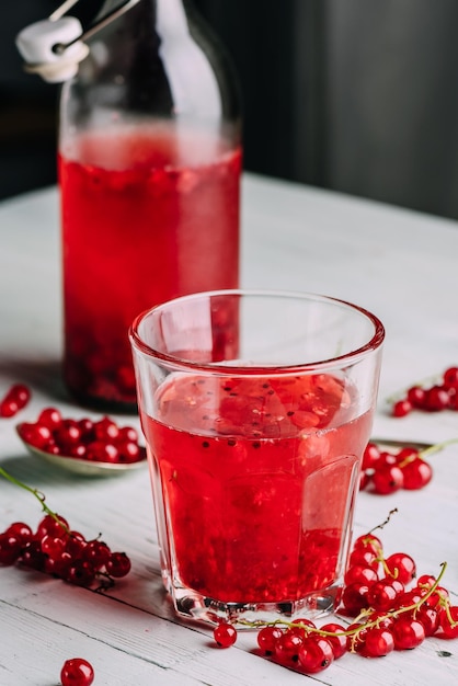 Glass of infused water with red currant