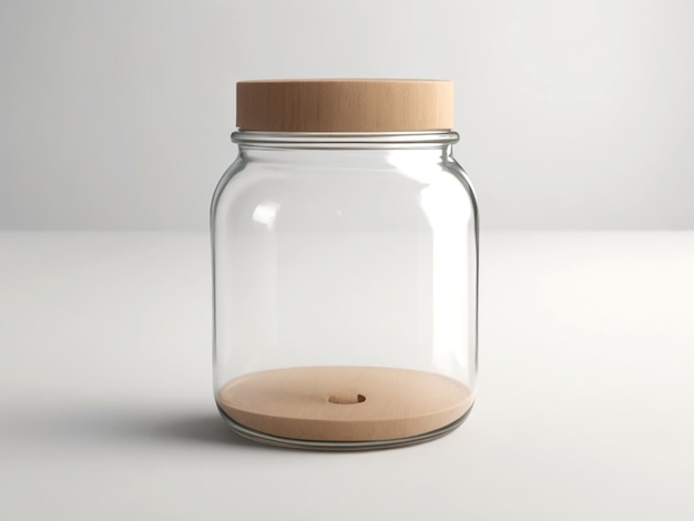 Glass jar Empty clear glass container with metal cap closed transparent 3d glassware for homemade AI