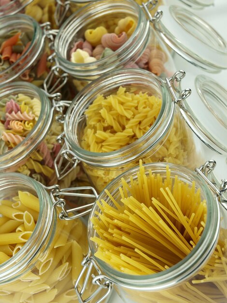 Photo glass jar filled with pasta