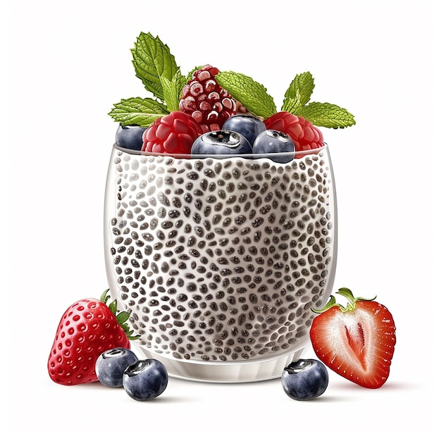 a glass jar with berries and berries on it