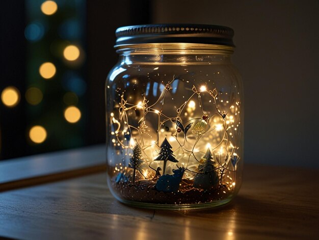 a glass jar with a christmas tree in it that says quot merry christmas quot